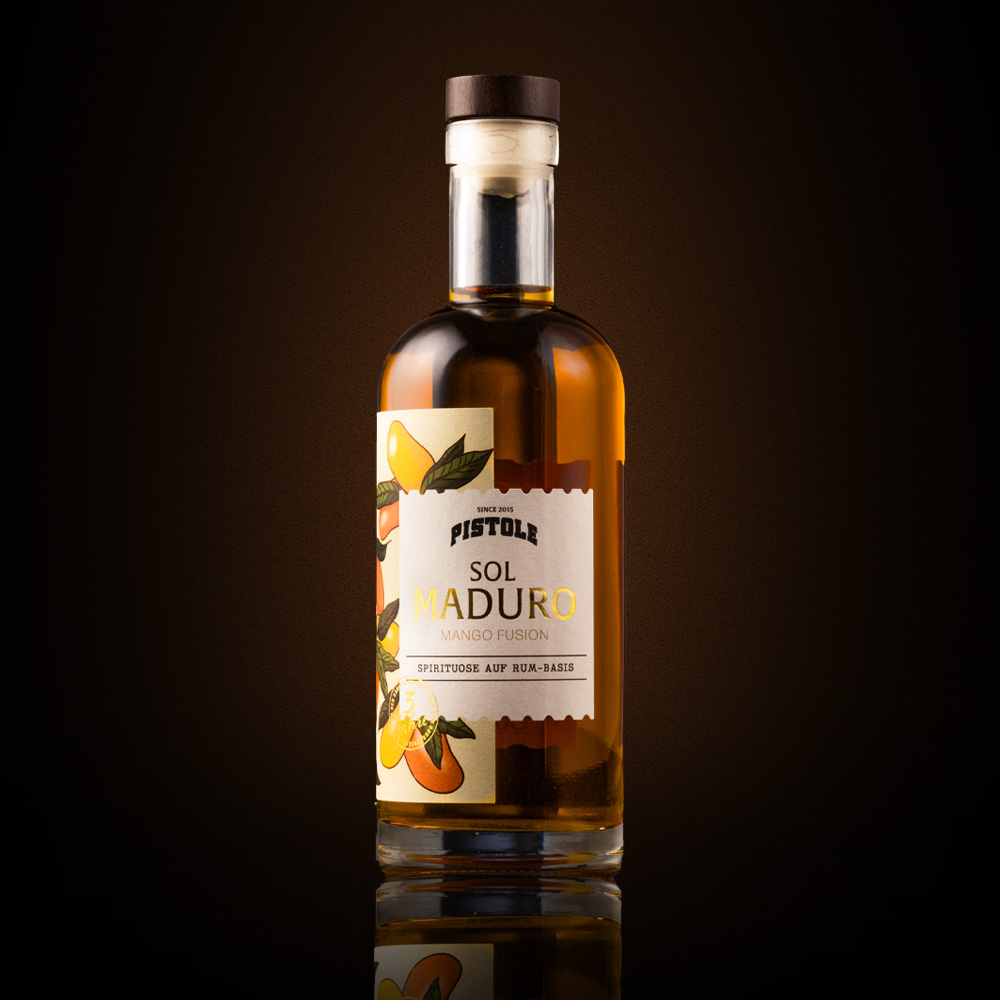Pistole Hardcore-Food Rum-Basierte Spirituose Sol Maduro - Premium Mango Rum