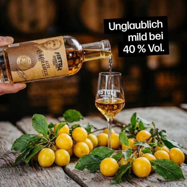 Alte Mirabelle Obstler ist unglaublich mild bei 40% Vol.