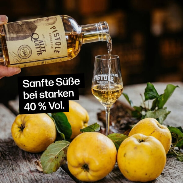 Alte Quitte Obstler mit sanfter Süße und 40% Vol.