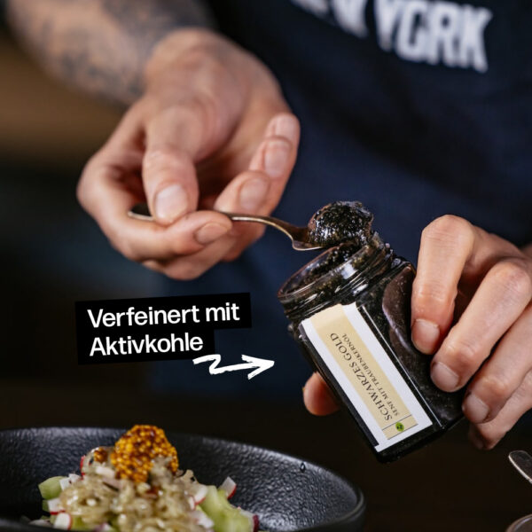 Traubenkernöl-Senf mit Aktivkohle verfeinert
