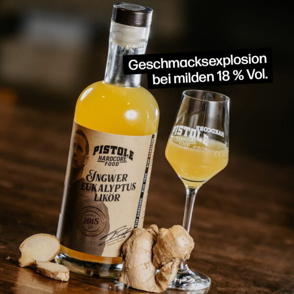 Ingwer Eukalyptus Likör Geschmacksexplosion bei milden 18% Vol. Alkohol