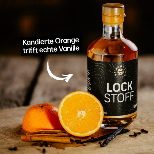 Likör mit kandierter Orange und echter Vanille