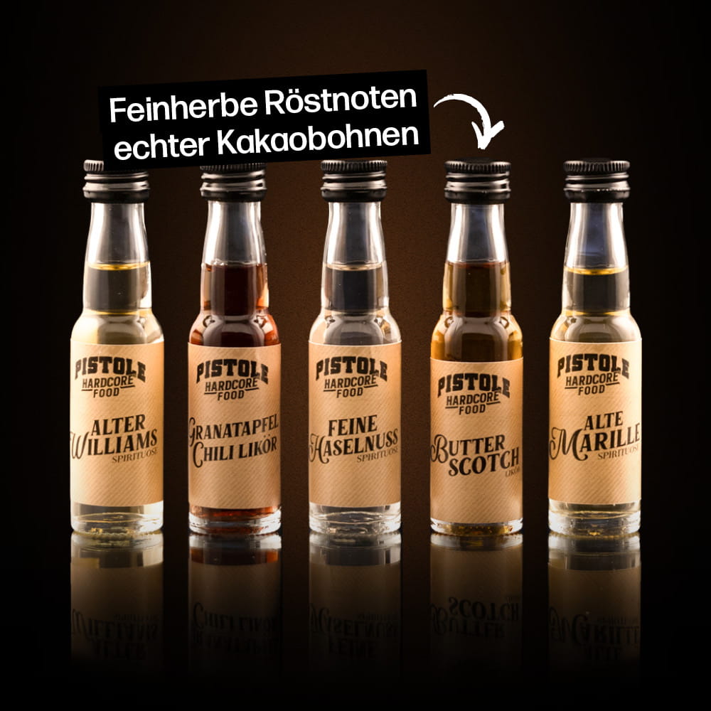 Zauberwürfel Butterscotch Likör mit feinherben Röstnoten und echten Kakaobohnen
