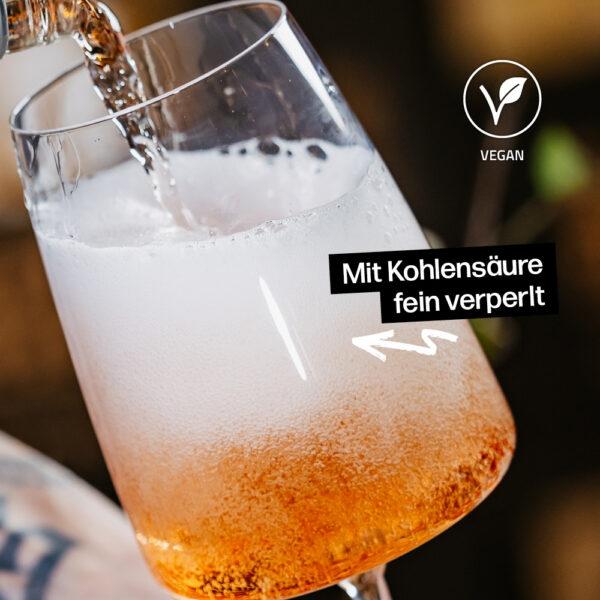 Alkoholfreier Secco mit Kohlensäure fein verperlt